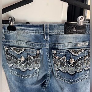 Miss Me Blue Boot Cut Jeans with Embellished Pockets